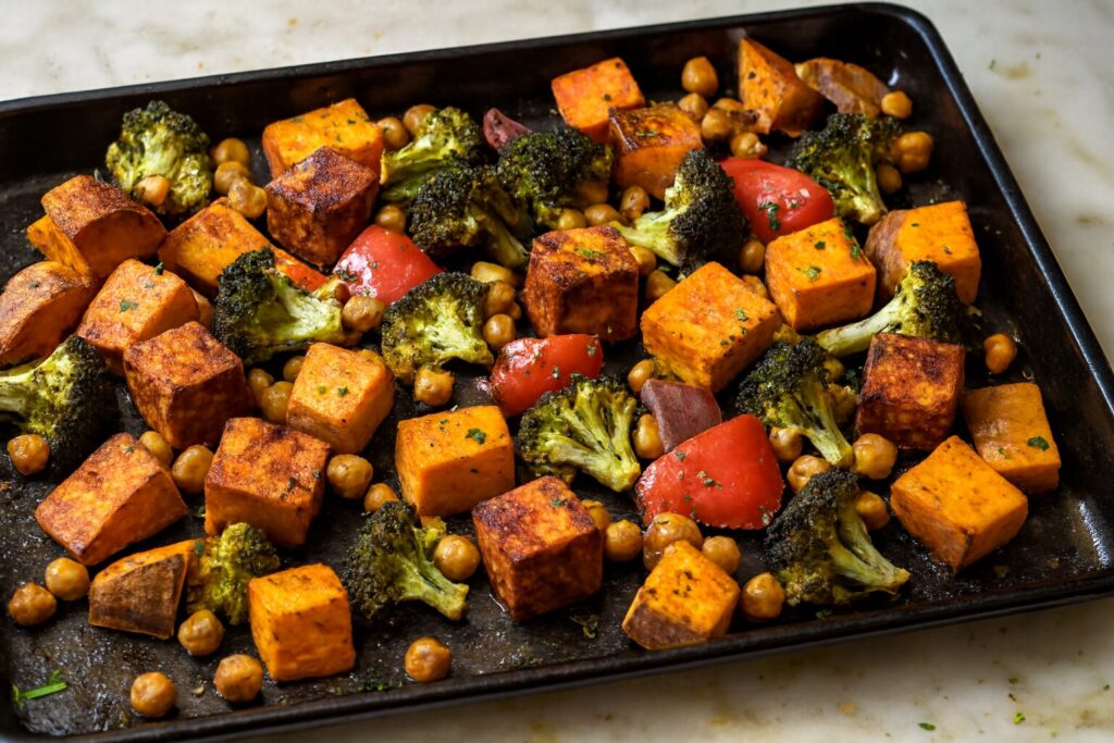 Baked tofu veggie sheet pan