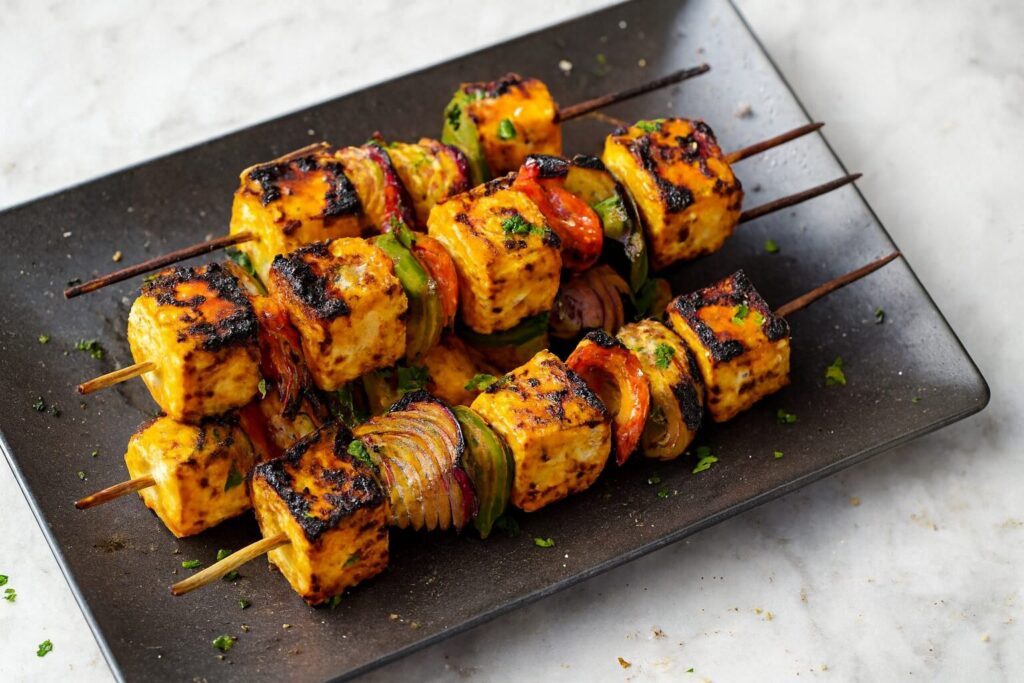 Grilled Paneer and Veggie Skewers