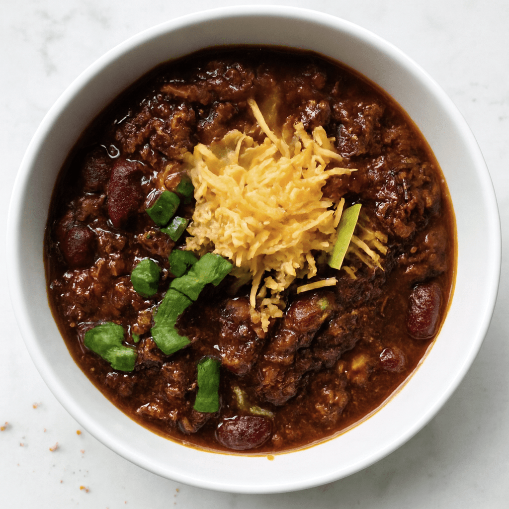 Instant Pot Chili served in a bowl