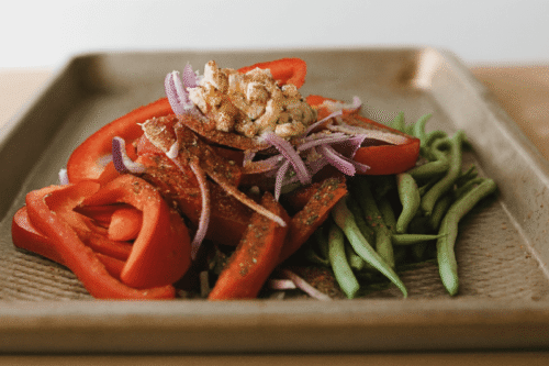 Chicken Quinoa Bowl - Preparing the veggies