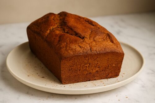 Healthy banana bread, ready to serve for breakfast or snack.