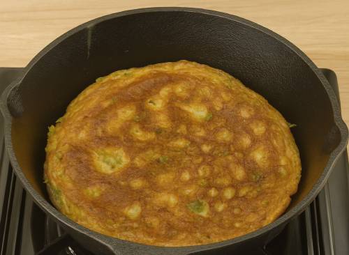 Step 3 - Flip omelette when it turns golden brown