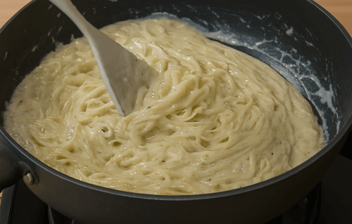 One-Pot Creamy Garlic Pasta - Turn pasta into cheesy by adding Parmesan cheese and cream