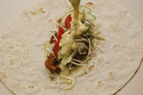 Spicy Chicken Wrap - Assemble the wrap