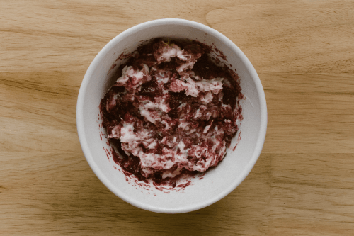 Step 1 - Mix cream cheese with Cranberry Sauce